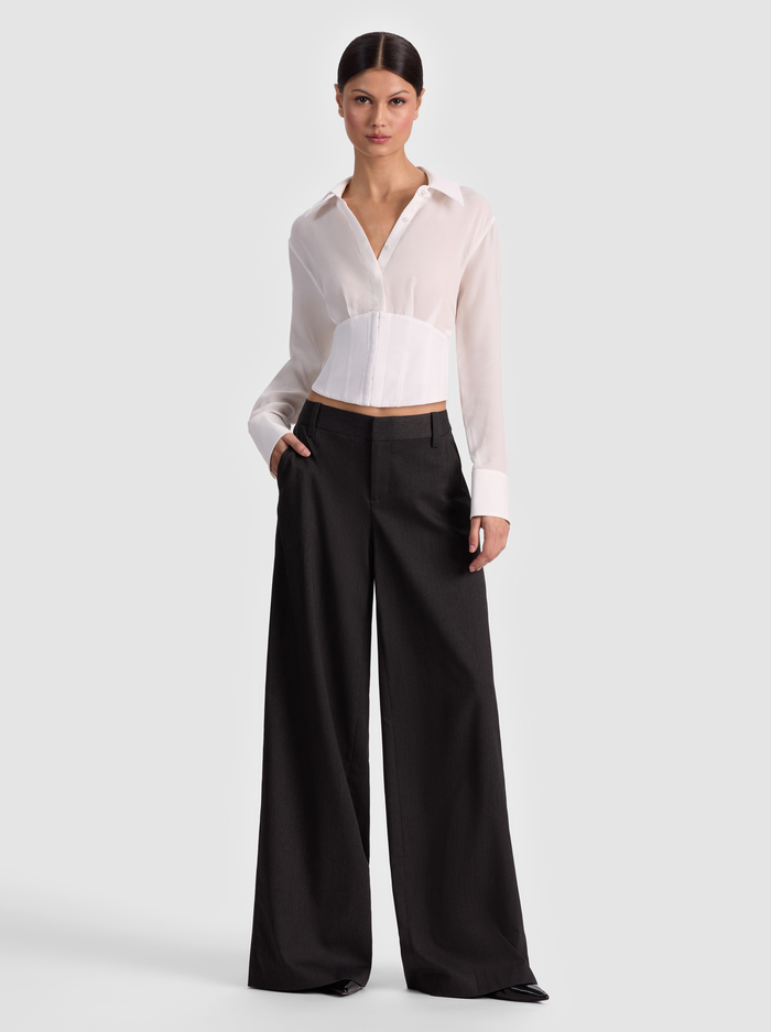 EDIE SEAMED CORSET BUTTON DOWN - OFF WHITE image 2 - ALICE + OLIVIA