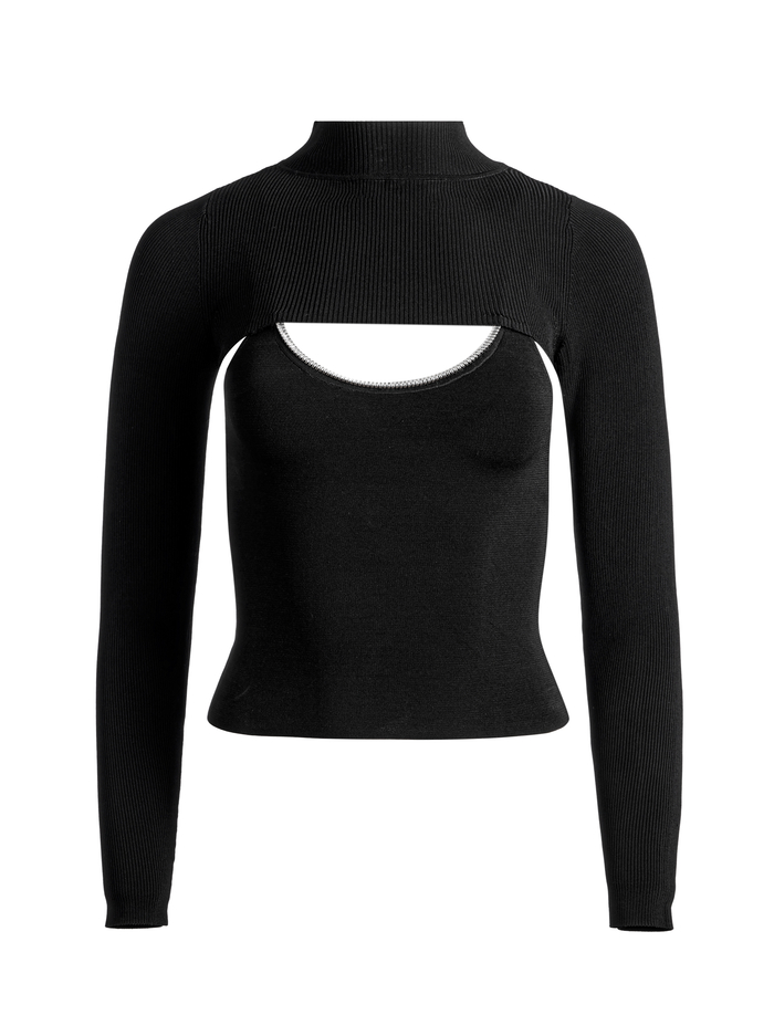 ORION KNIT TANK AND SHRUG - BLACK image 5 - Alice And Olivia