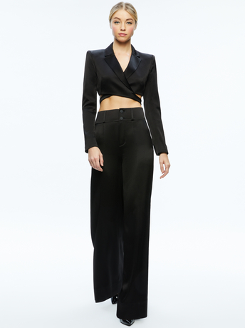 LEONE CROPPED WRAP BLAZER + MAME HIGH RISE WIDE LEG PANT