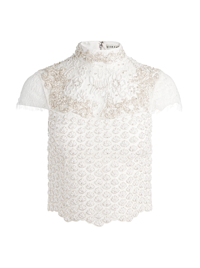 PRIA EMBELLISHED TOP - OFF WHITE image 5 - Alice And Olivia