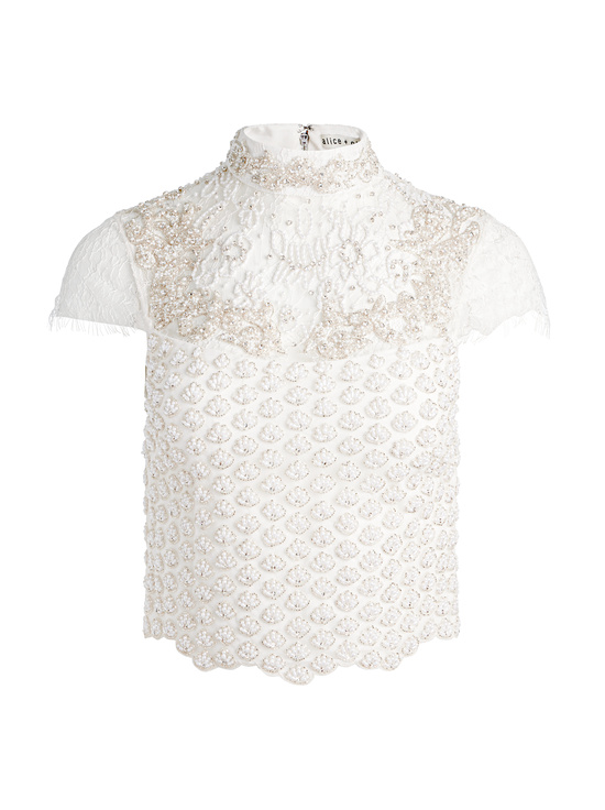 OFF WHITE-PRIA EMBELLISHED TOP
