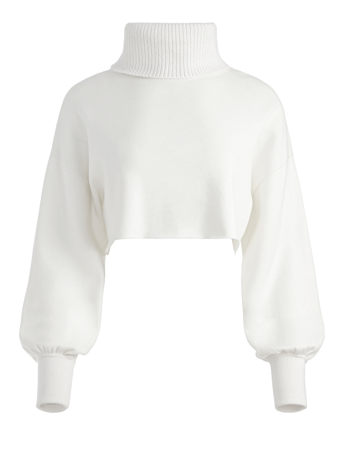 OSWALD TURTLENECK CROPPED PULLOVER - SOFT WHITE image 5 - Alice And Olivia