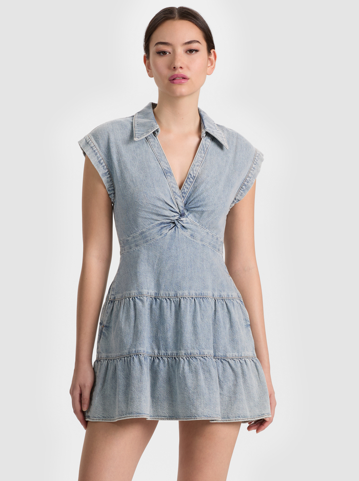MILA DENIM MINI DRESS - ROCKSTAR BLUE image 3 - ALICE + OLIVIA