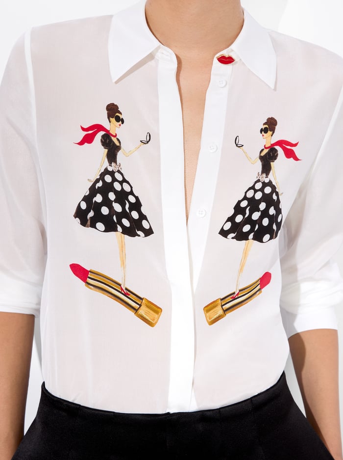 WILLA SILK BLOUSE - I AM WOMAN OFF WHITE image 3 - Alice And Olivia