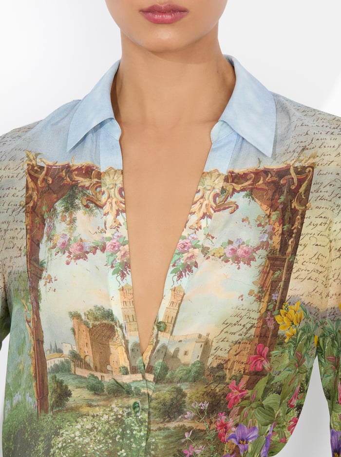 ELOISE BUTTON DOWN BLOUSE - DUSK TO DAWN image 3 - Alice And Olivia