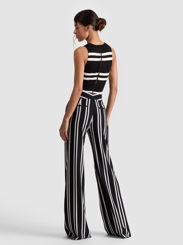 DYLAN PANT - PADDLEBOARD STRIPE BLACK/ECRU image 2 - Alice And Olivia
