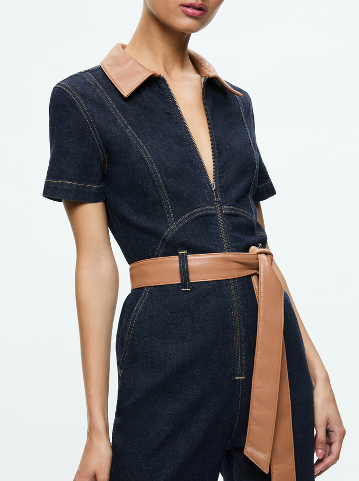 GORGEOUS WIDE LEG JUMPSUIT - DARK RINSE image 1 - Alice And Olivia