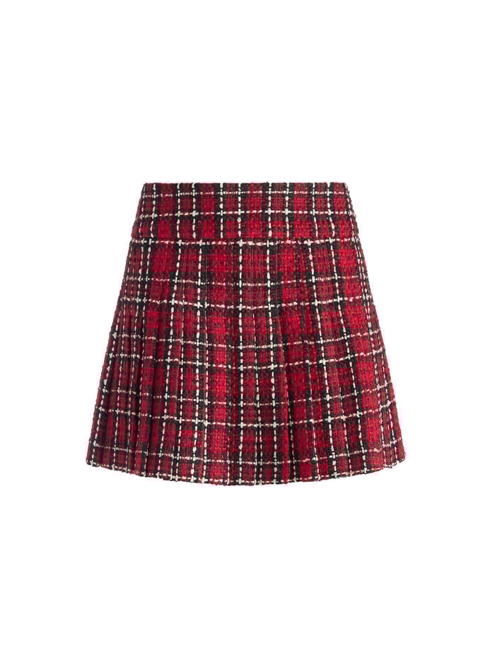 MERA MINI SKIRT - SCHOOLGIRL PLAID BRIGHT RUBY image 5 - Alice And Olivia