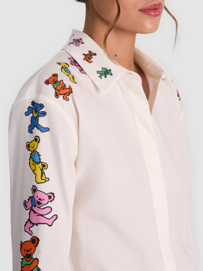 A+O X GRATEFUL DEAD DIMITRA BUTTON DOWN - GRATEFUL BEARS OFF WHITE image 3 - Alice And Olivia