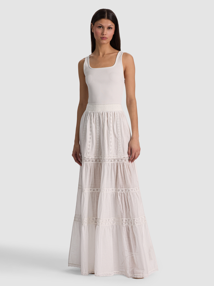 KATHRYN TIERED MAXI SKIRT - OFF WHITE image 1 - ALICE + OLIVIA