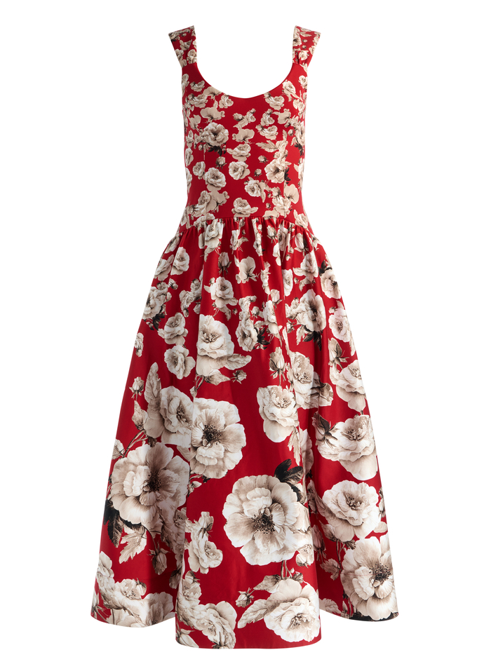 ORIANA DROP WAIST DRESS - ROSE GARDEN LG HIBISCUS image 5 - ALICE + OLIVIA