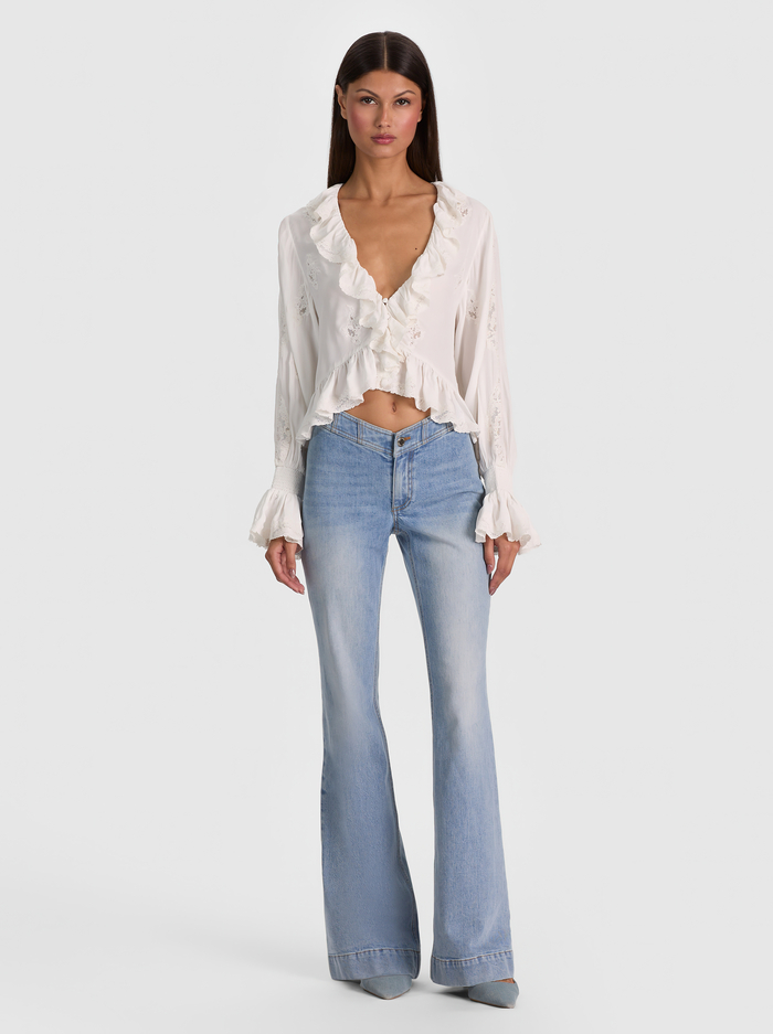 SKYE RUFFLED BLOUSE - OFF WHITE image 1 - ALICE + OLIVIA