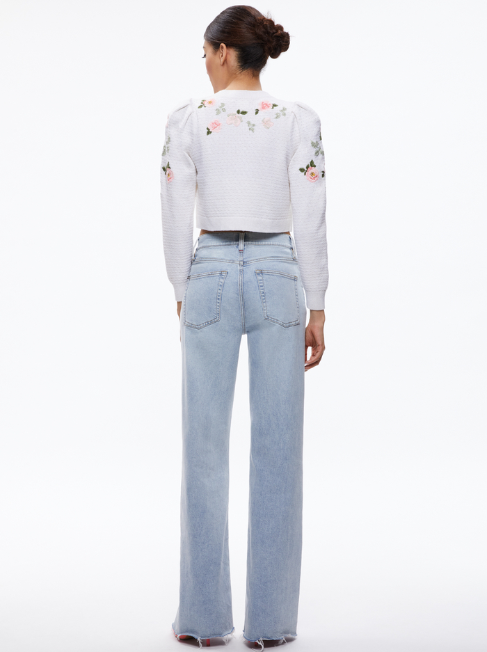 KITTY EMBROIDERED CARDIGAN - SOFT WHITE image 1 - Alice And Olivia