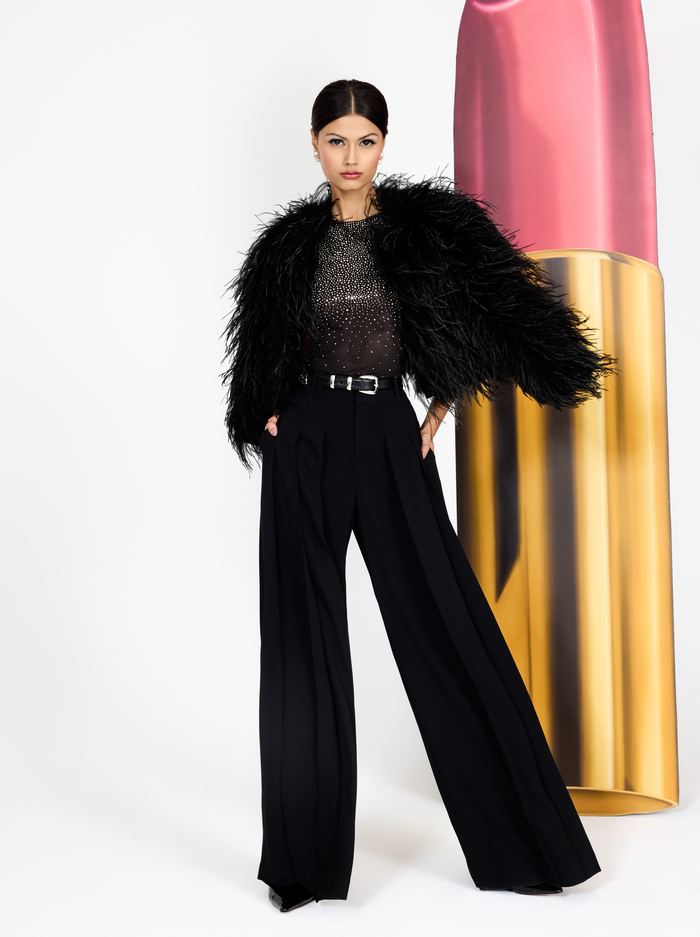 KIDMAN FEATHERED JACKET - BLACK image 5 - Alice And Olivia