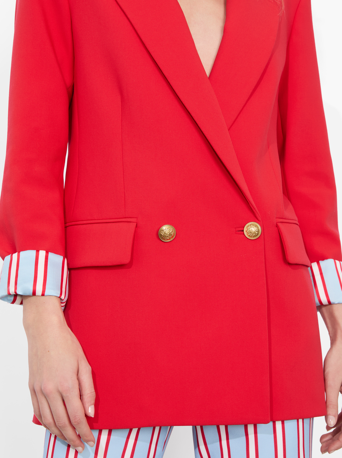 ARIAS DOUBLE BREASTED BLAZER - BRIGHT RUBY image 3 - Alice And Olivia