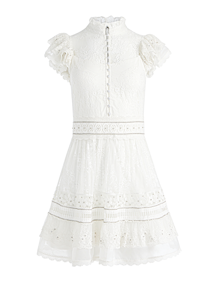 VERNITA EMBROIDERED MINI DRESS - OFF WHITE image 7 - Alice And Olivia