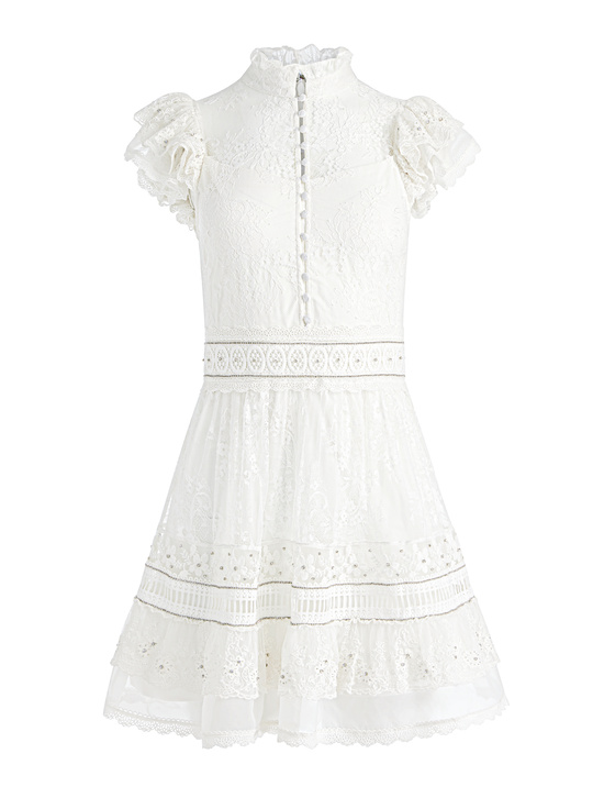 OFF WHITE-VERNITA EMBROIDERED MINI DRESS