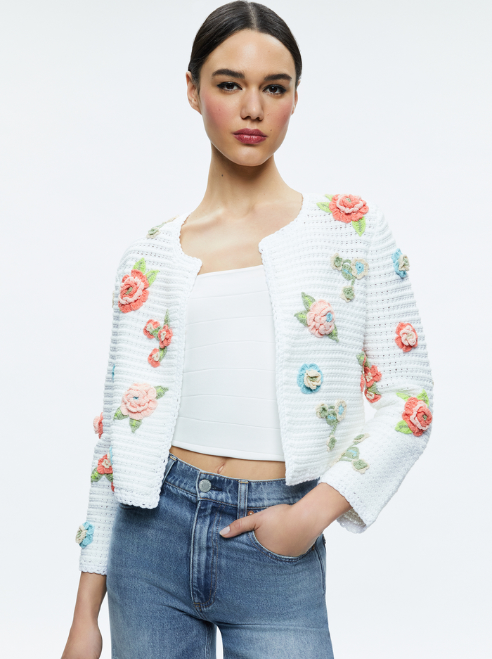 ANDERSON CARDIGAN - WHITE MULTI - Alice And Olivia