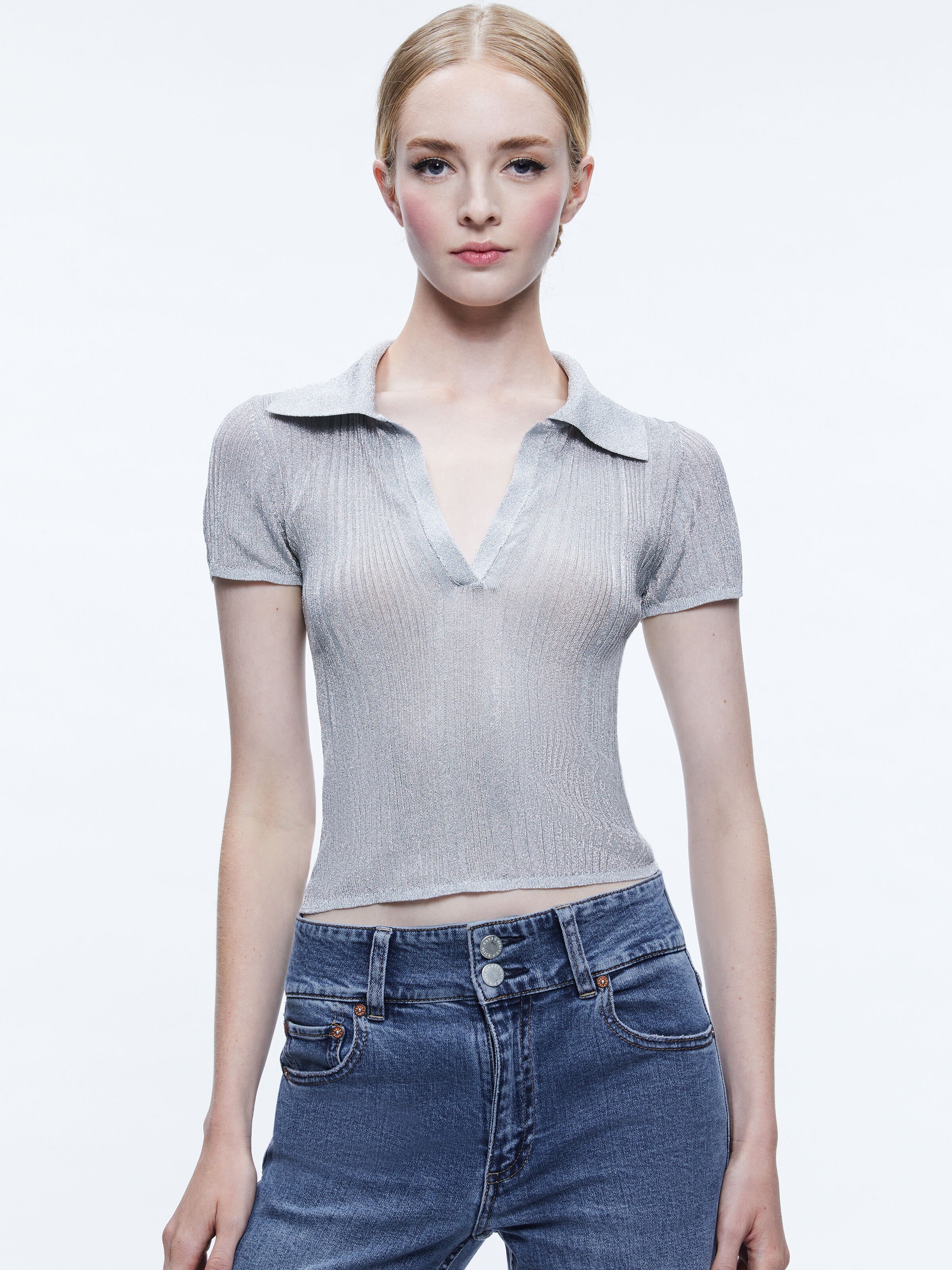 Women's polo crop outlet top