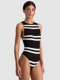 ROTHY BODYSUIT - PADDLEBOARD STRIPE BLACK/ECRU