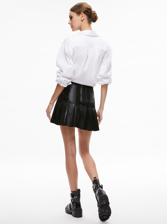 BLACK-CARTER VEGAN LEATHER PLEATED MINI SKIRT