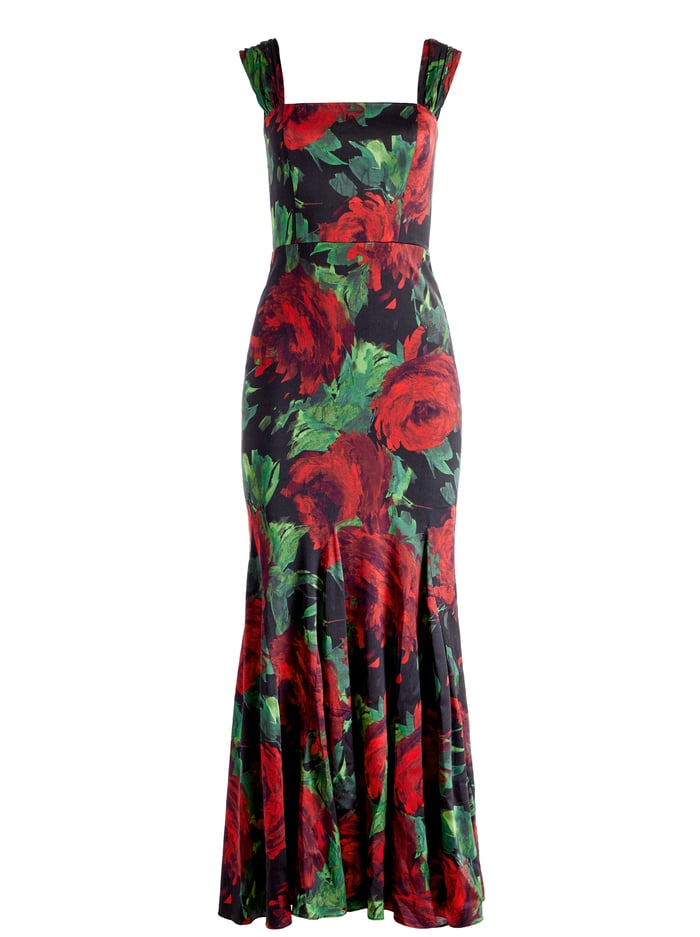 ARZA OFF SHOULDER MAXI DRESS - CLOUD FLORAL BORDEAUX LG image 5 - Alice And Olivia