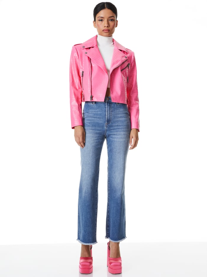 CODY VEGAN LEATHER CROC JACKET - PRIMROSE image 4 - Alice And Olivia
