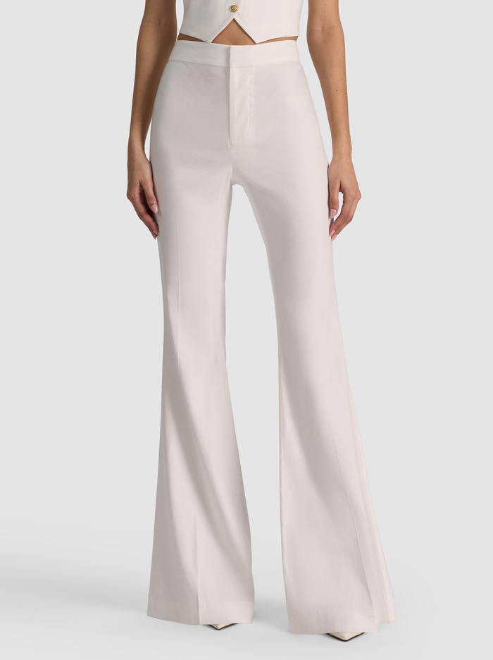 LINDEN LINEN BOOTCUT TROUSER - OFF WHITE - ALICE + OLIVIA