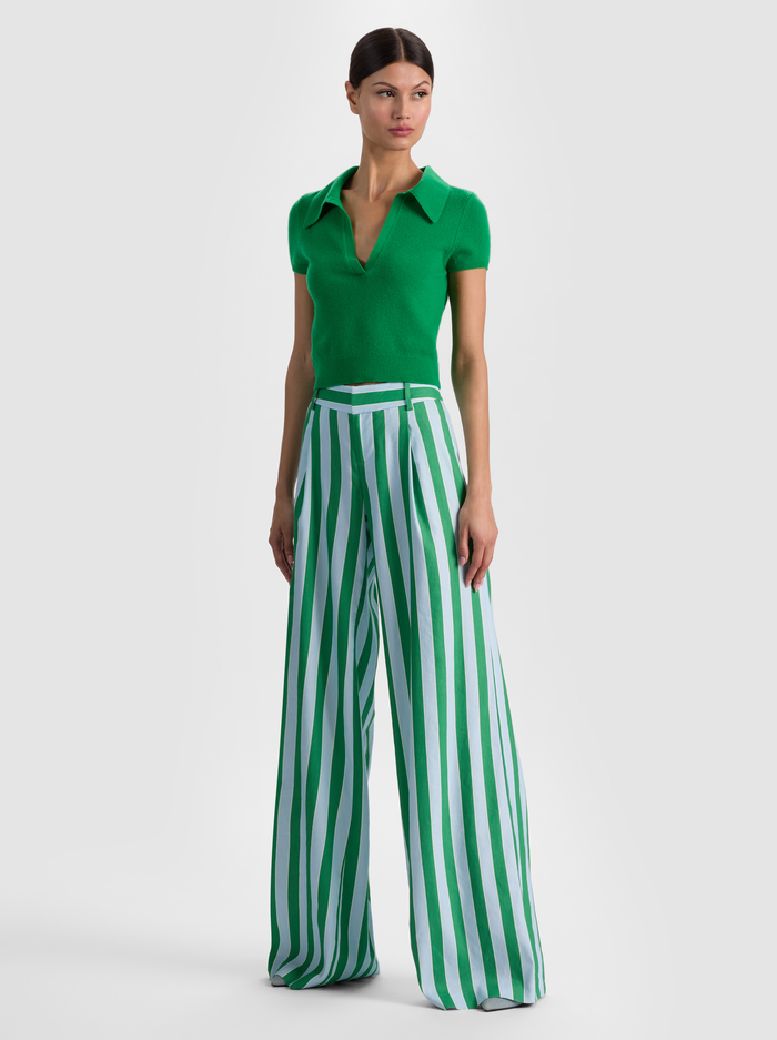ERIC PANT - HRLOM STRIPE CROLNA BLU/GRN AP image 4 - ALICE + OLIVIA