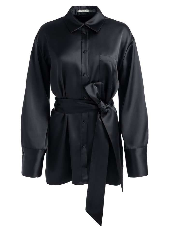 FINELY MINI SHIRT DRESS - BLACK image 5 - Alice And Olivia