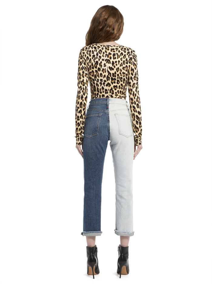 DELAINA LONG SLEEVE CROP TOP - TEXTURED LEOPARD image 2 - ALICE + OLIVIA