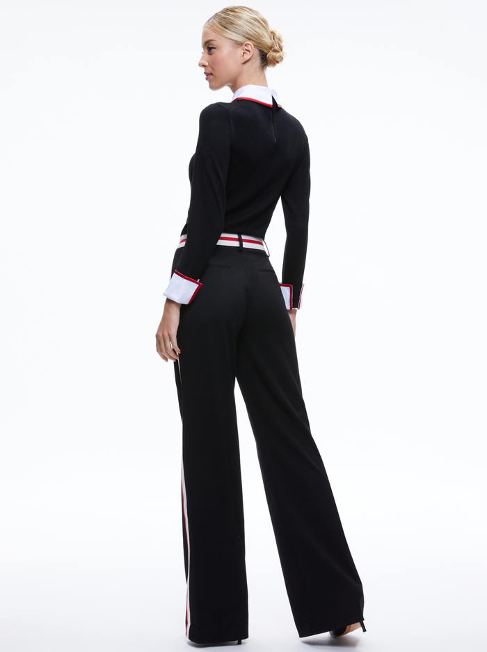 PORLA COLLARED SWEATER - BLACK/PERFECT RUBY image 1 - Alice And Olivia
