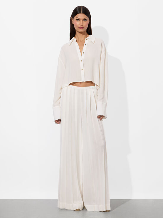 OFF WHITE-FINELY CROPPED BUTTON DOWN