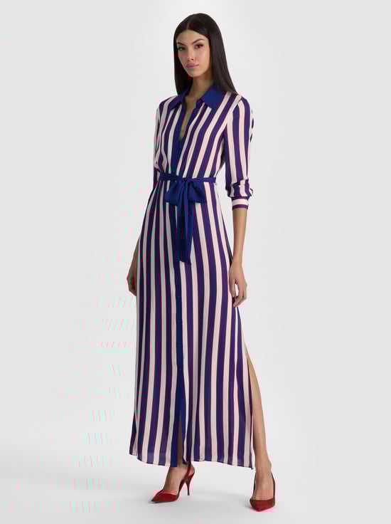 NOVEAU STRIPE TWILIGHT BLUE-CHASSIDY MAXI SHIRT DRESS