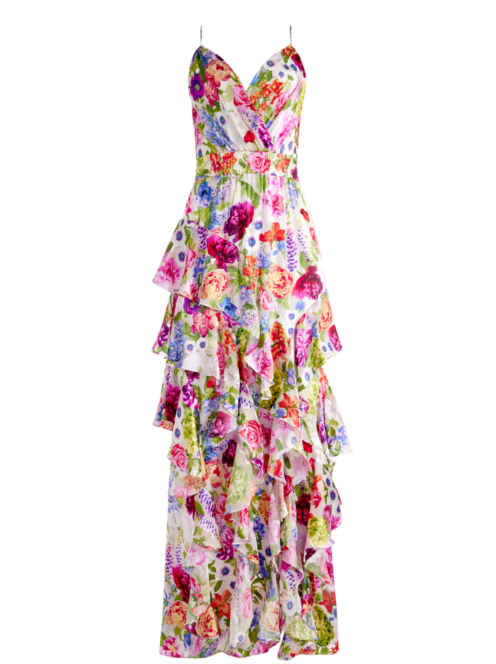 HAYDEN V-NECK FRONT RUFFLE DRESS - FLOWER SHOP image 5 - Alice And Olivia