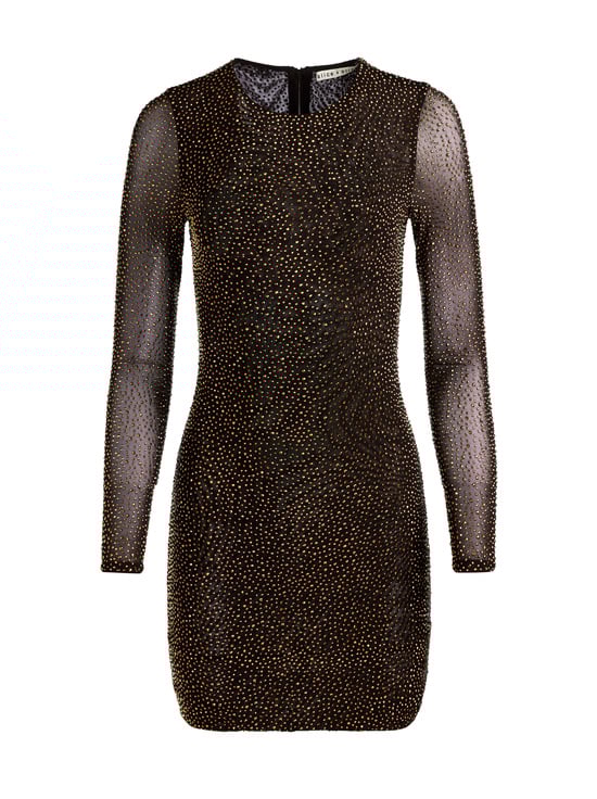 BLACK/DORADO-DELORA EMBELLISHED MINI DRESS