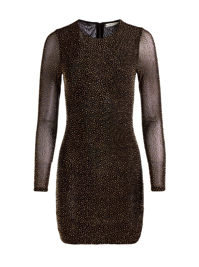 DELORA EMBELLISHED MINI DRESS - BLACK/DORADO image 5 - Alice And Olivia