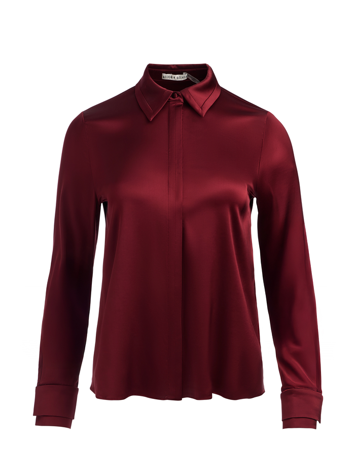 WILLA SILK BLOUSE - OXBLOOD image 5 - Alice And Olivia