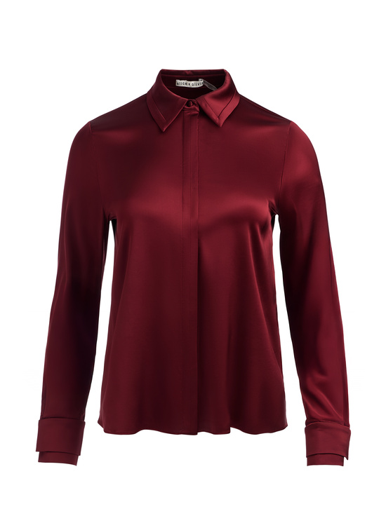 OXBLOOD-WILLA SILK BLOUSE