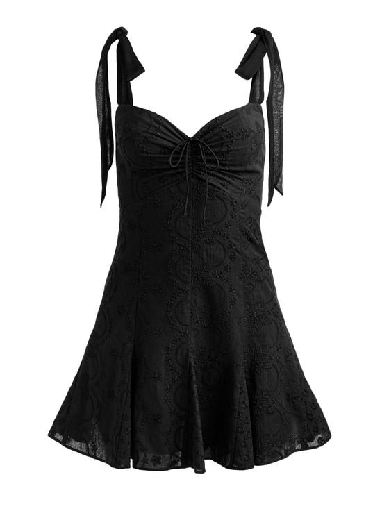 BLACK-AMBRIE EMBROIDERED MINI DRESS