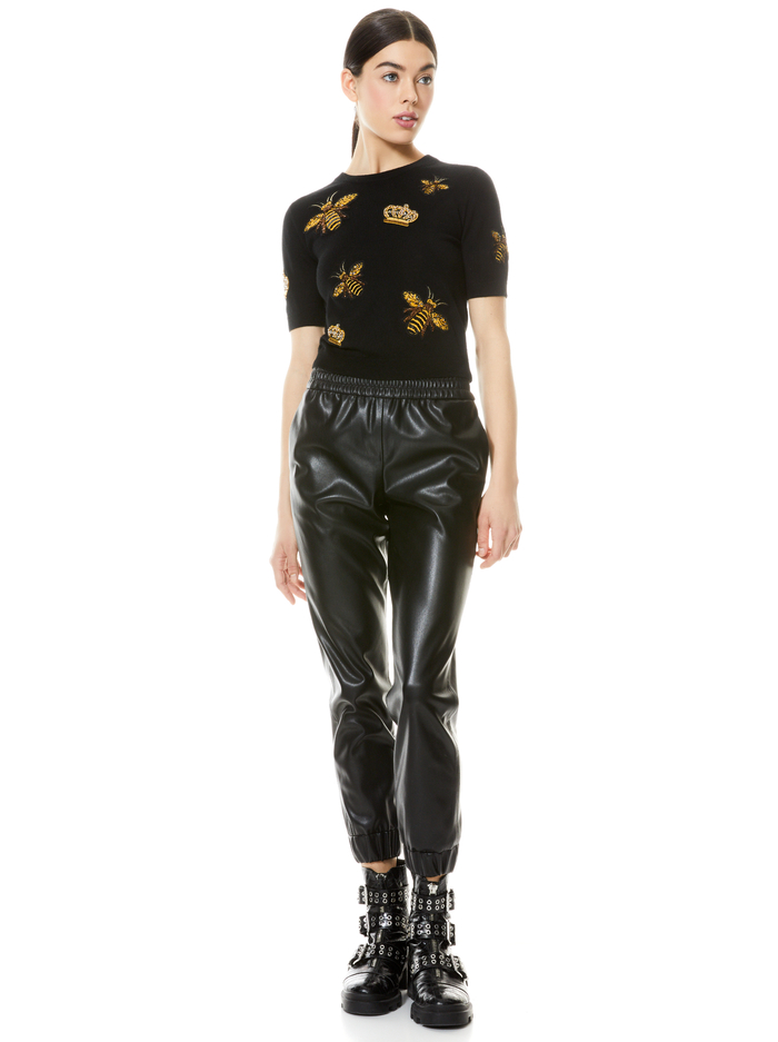 CIARA BEE EMBELLISHED PULLOVER - BLACK/MULTI image 2 - Alice And Olivia