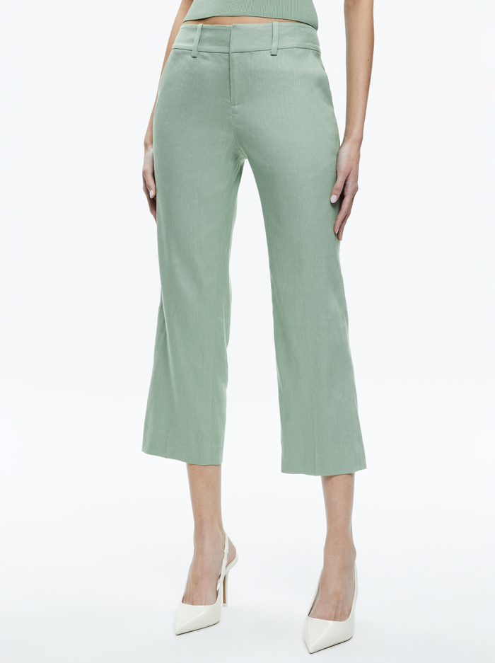 JANIS LOW RISE CROPPED FLARE PANT - SAGE - Alice And Olivia