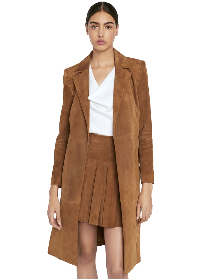 KARLEY SUEDE FLARE COAT - CAMEL image 1 - Alice And Olivia