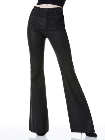 BLACK-BRENT HIGH WAISTED LEATHER BELL PANT