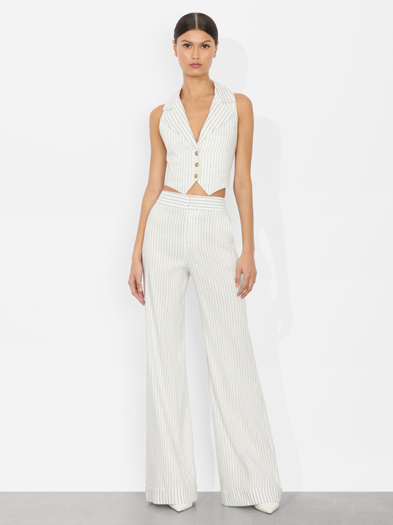 PINSTRIPE OFF WHITE/BLACK-DYLAN CUFFED PANT