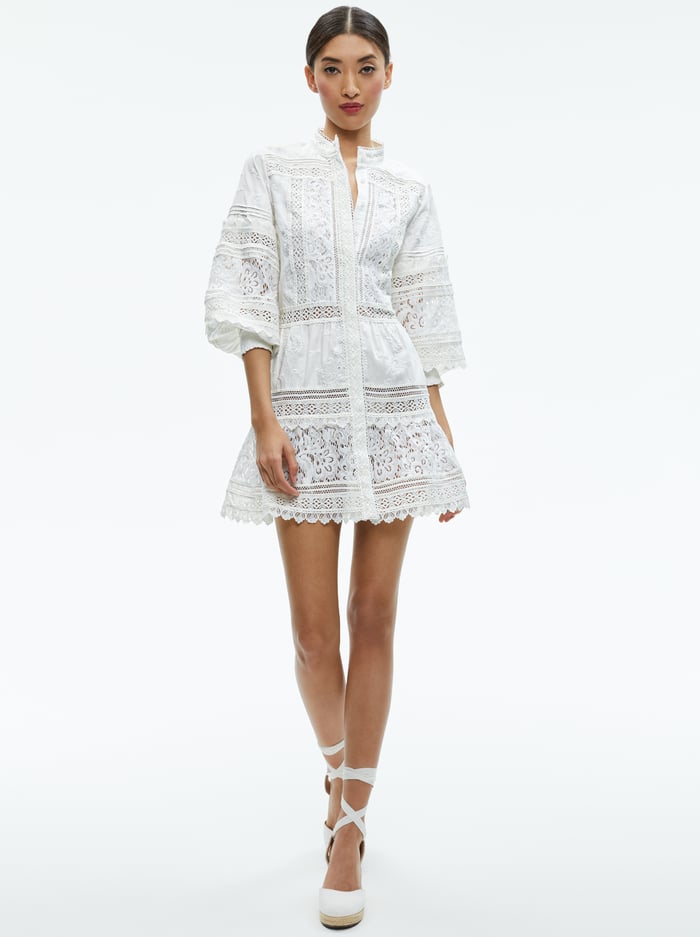 CAILIN TUNIC TIERED MINI DRESS - OFF WHITE image 4 - Alice And Olivia