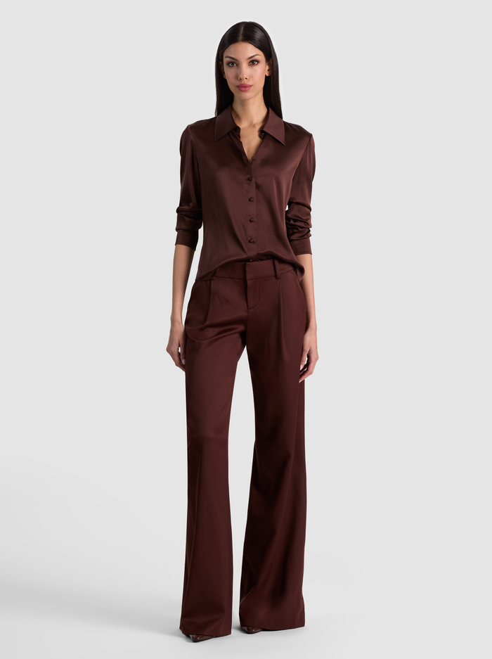 WILLA SILK BLOUSE - DARK CHOCOLATE image 1 - ALICE + OLIVIA