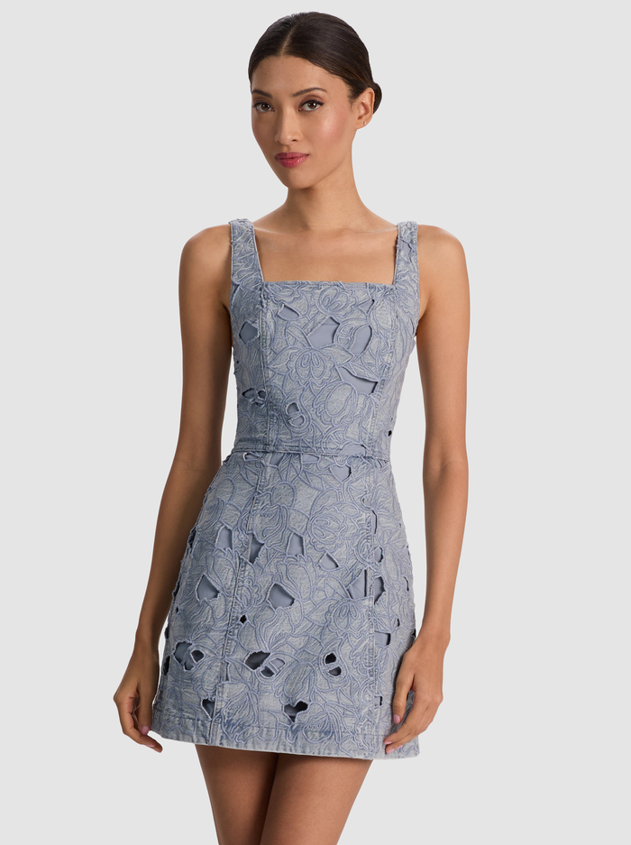 MARYANN LASER-CUT DENIM DRESS - ROCKSTAR BLUE image 3 - ALICE + OLIVIA