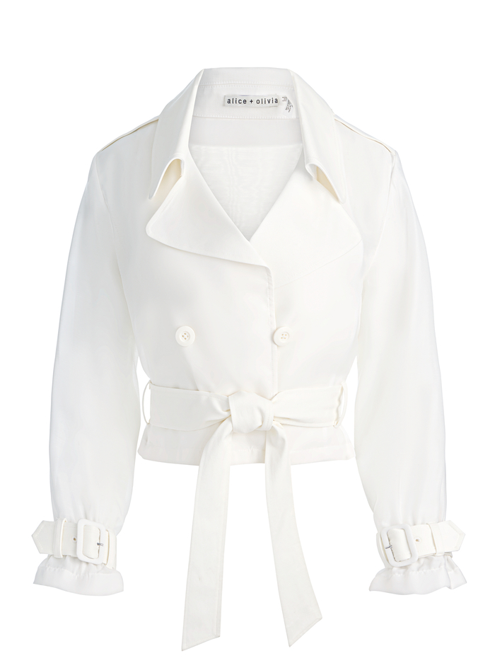 KEITH SHEER COMBO CROPPED TRENCH - OFF WHITE image 5 - ALICE + OLIVIA