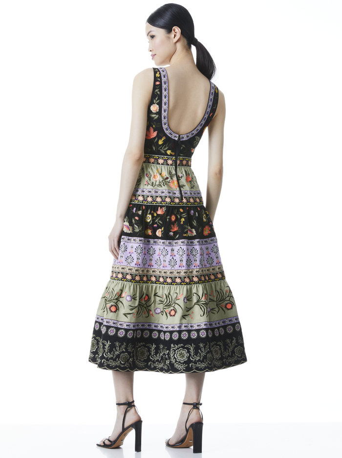 ARYA EMBROIDERED MIDI GOWN DRESS - MULTI image 1 - ALICE + OLIVIA
